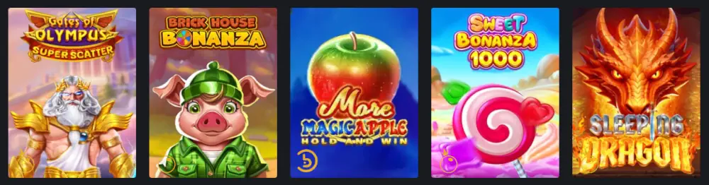 Royal Reels selection of popular online slot games including Gates of Olympus